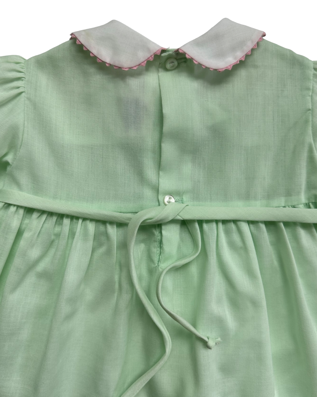 24M Baby Girl Polly Flinders Mint Green and Pink Smocked Vintage Dress