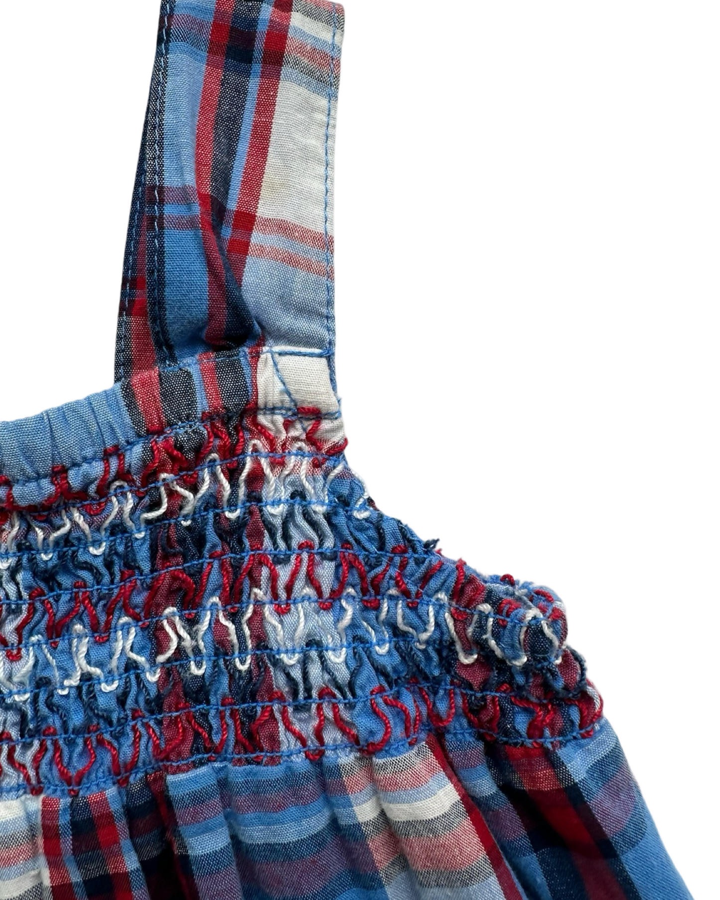 24M Baby Girl Red / White / Blue Plaid Smocked HealthTex Dress