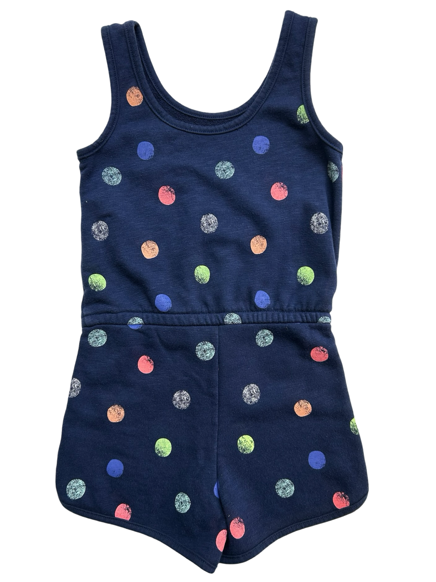 XS (4-5 Years) Girl’s Cat & Jack Sleeveless Romper With Colored Dots Overall.
