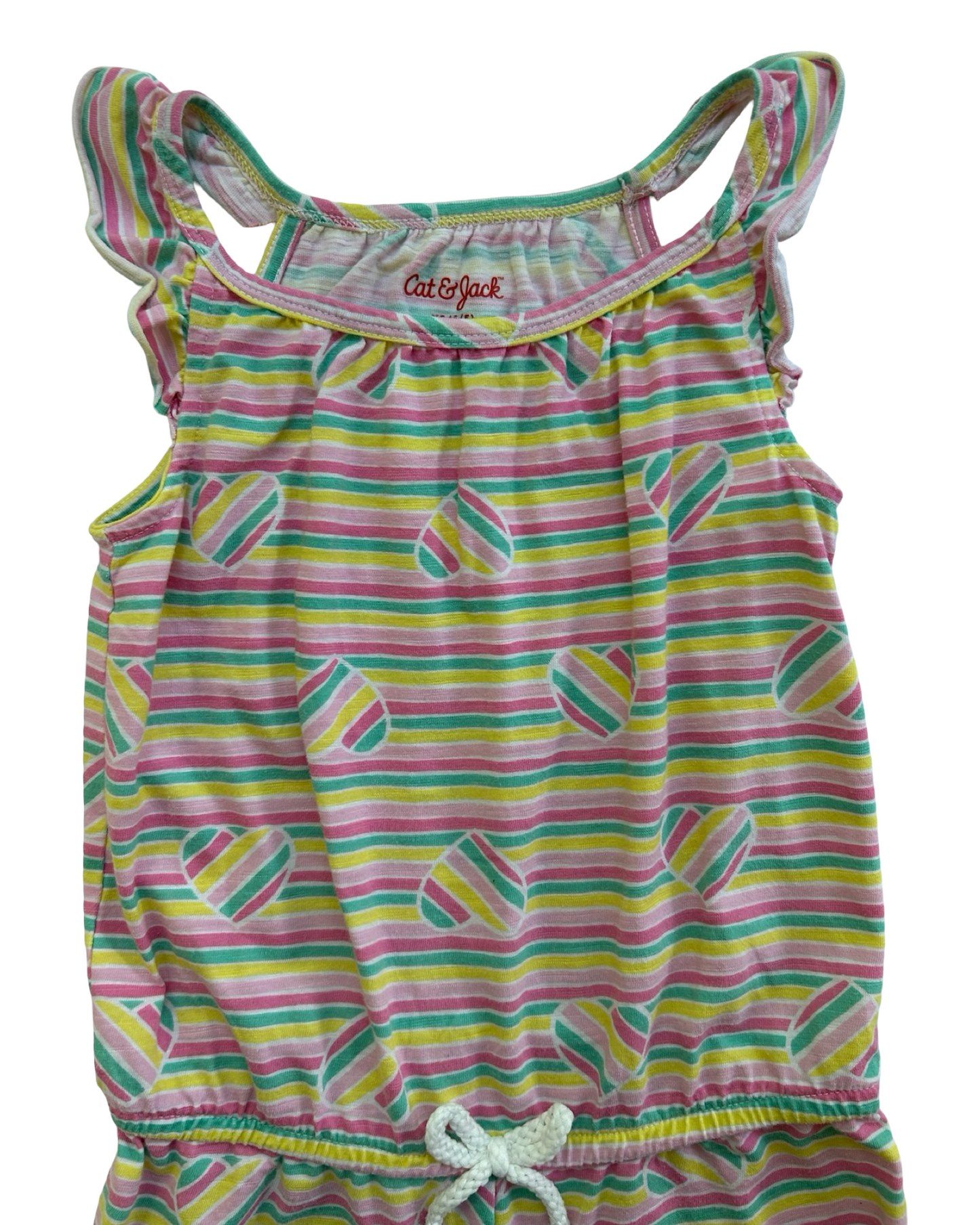 4T / 5T Toddler Girls Cat & Jack Striped Heart ❤️💖 Romper.