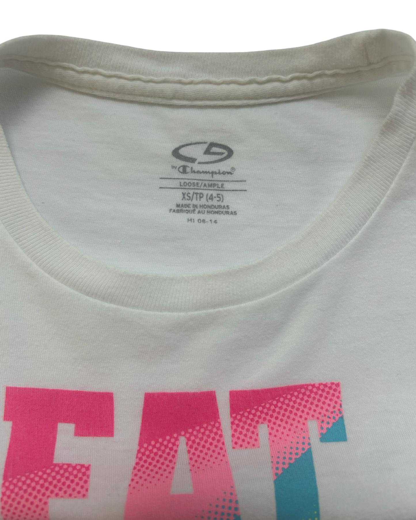 4T-5T Toddlers Girls Champion T-Shirt Whit The Frase EAT SLEEP WIN Short Sleeve Top.