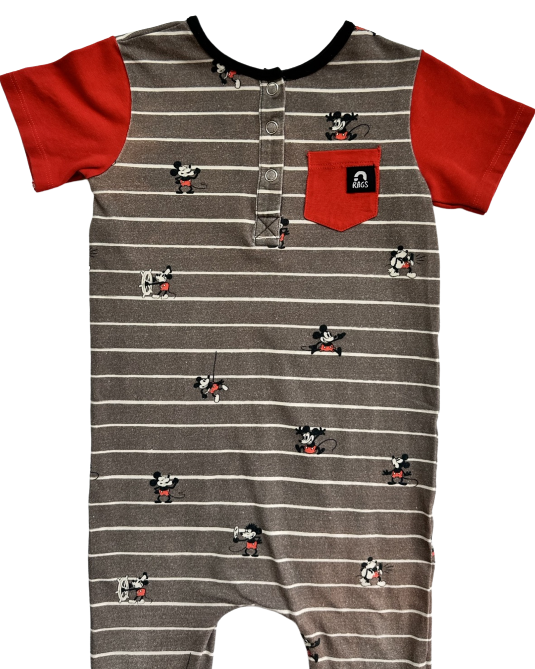 18-24M Baby Boy RAGS to Raches Disney Vintage Mickey Mouse Romper