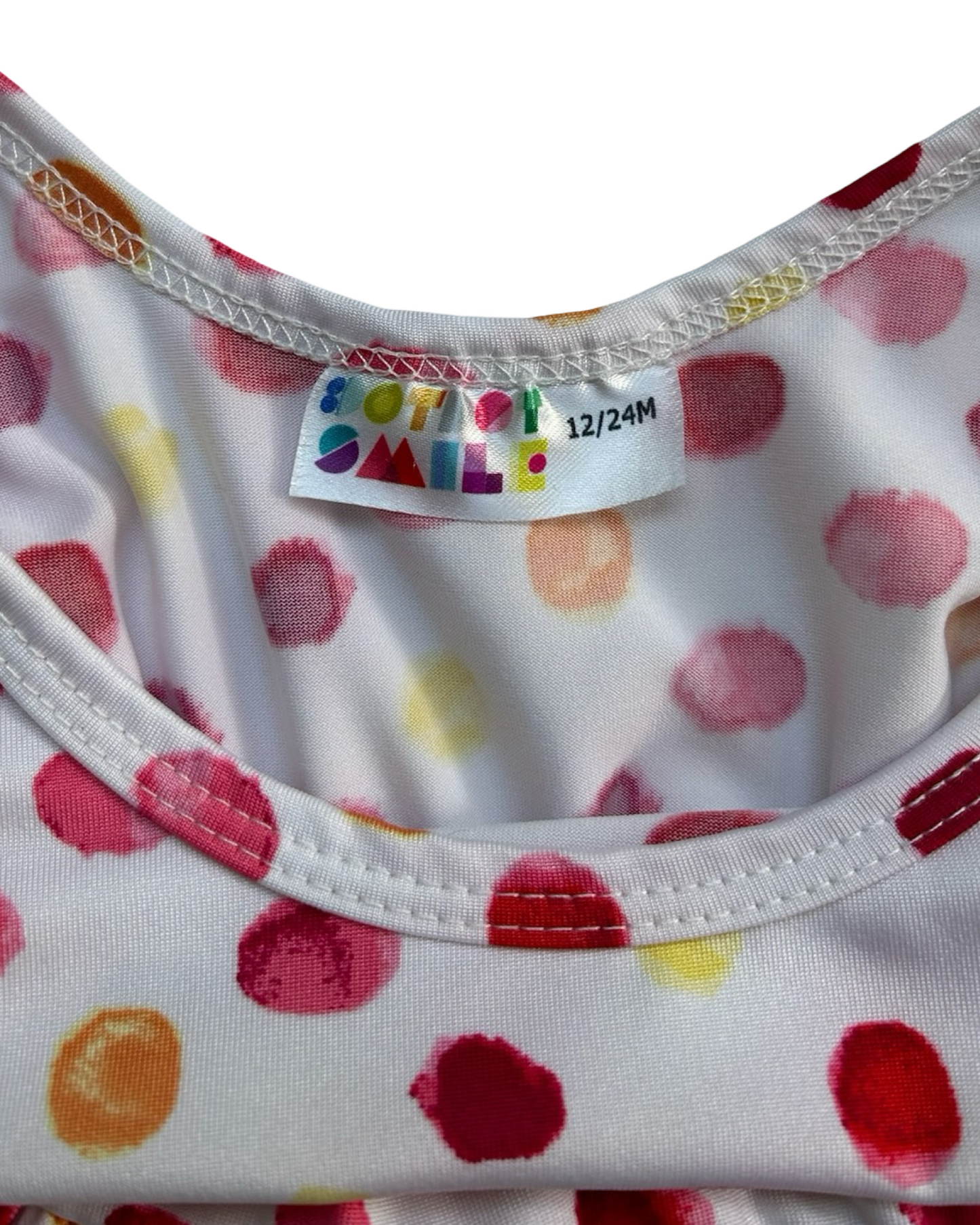 12-24M Baby Girls Dot Dot Smile Bow Cap Sleeve Twirl Dress