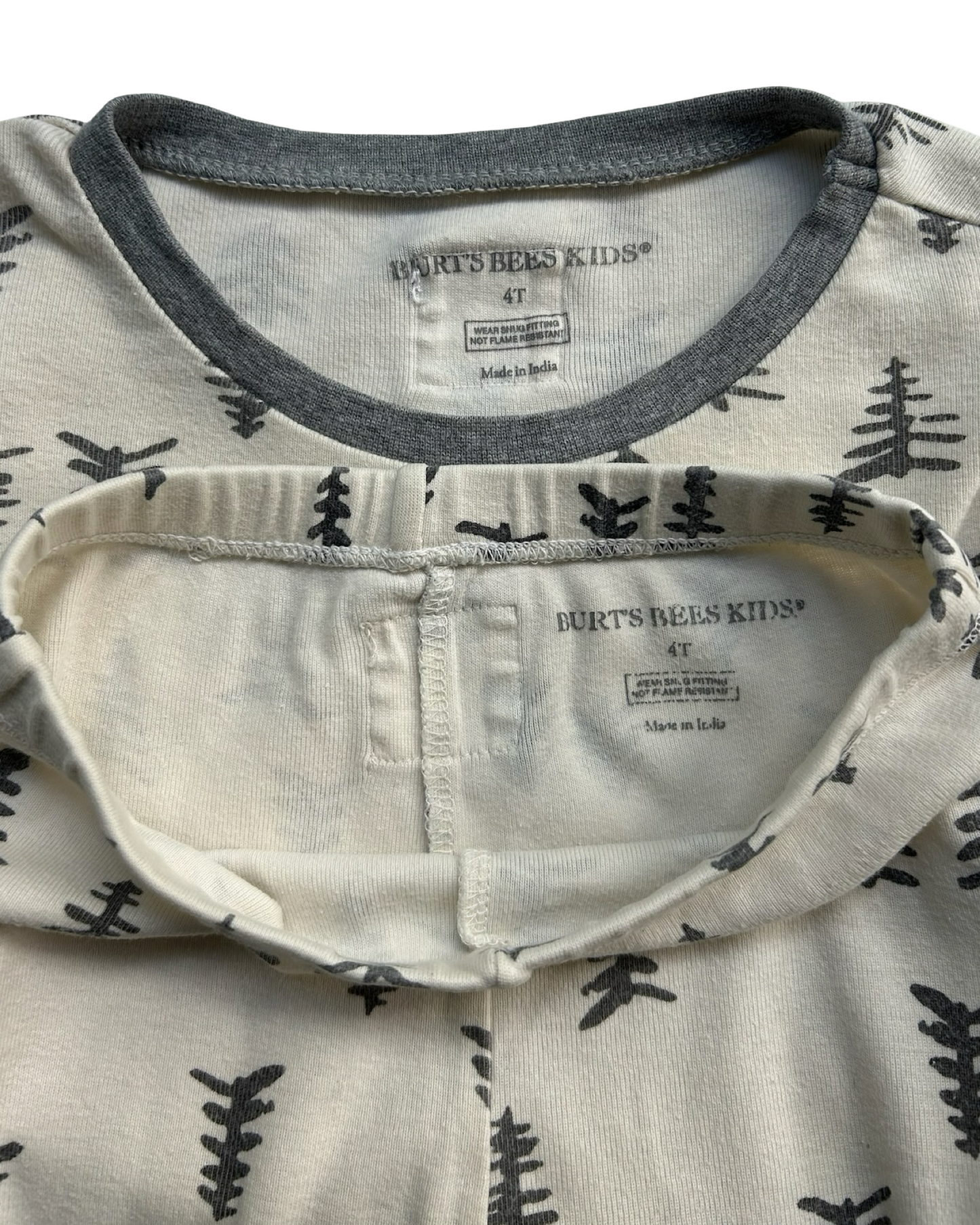 4T Toddler Girls/Boys (UNISEX) Burt’s Bees Kids Trees Organic Cotton 2 Piece Pjs Set