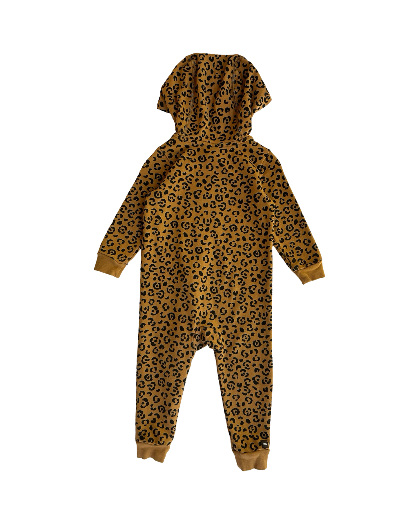 12M-18M Baby Girl Tea Collection Leopard Zippered Hooded Romper