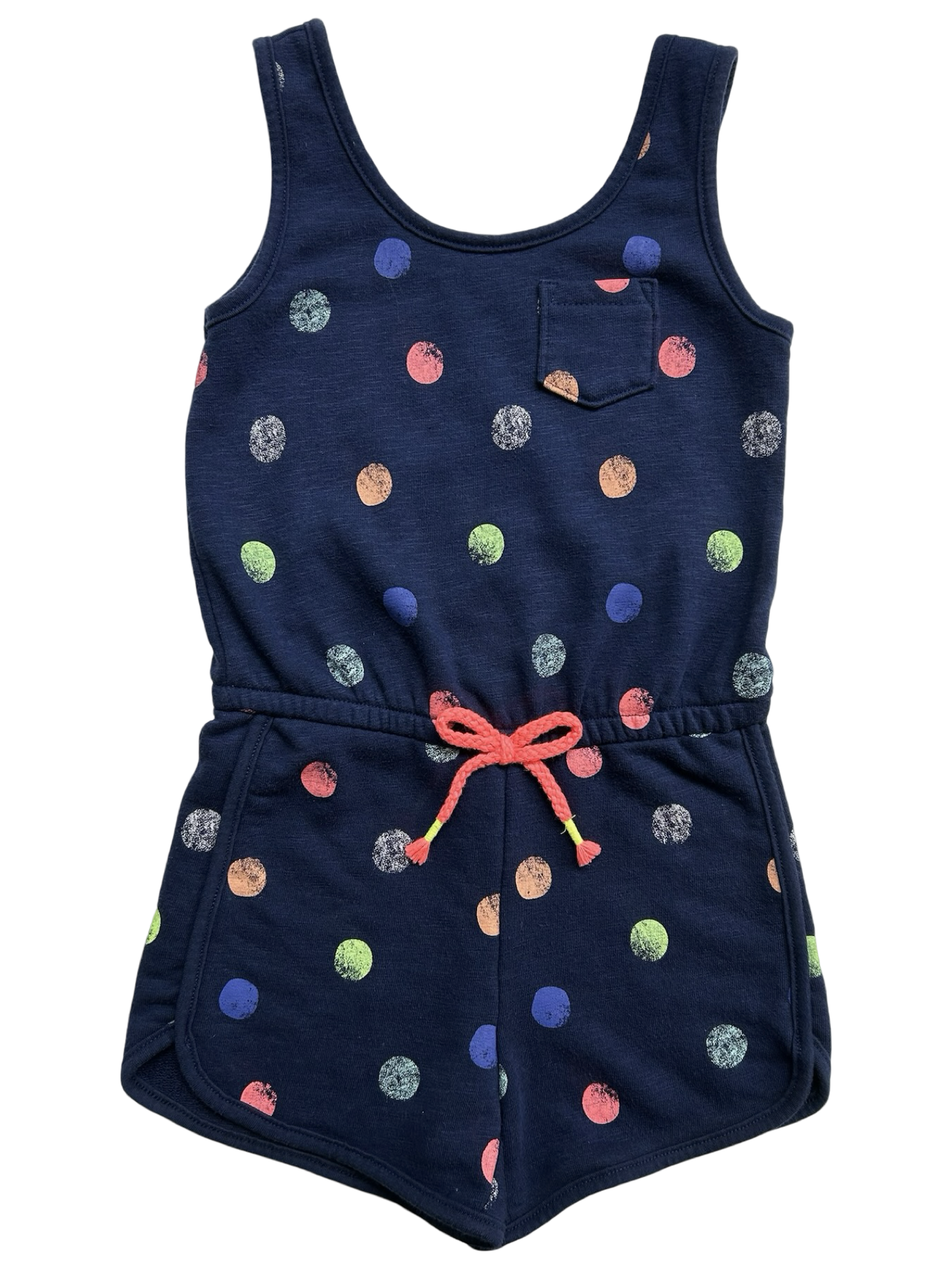 XS (4-5 Years) Girl’s Cat & Jack Sleeveless Romper With Colored Dots Overall.