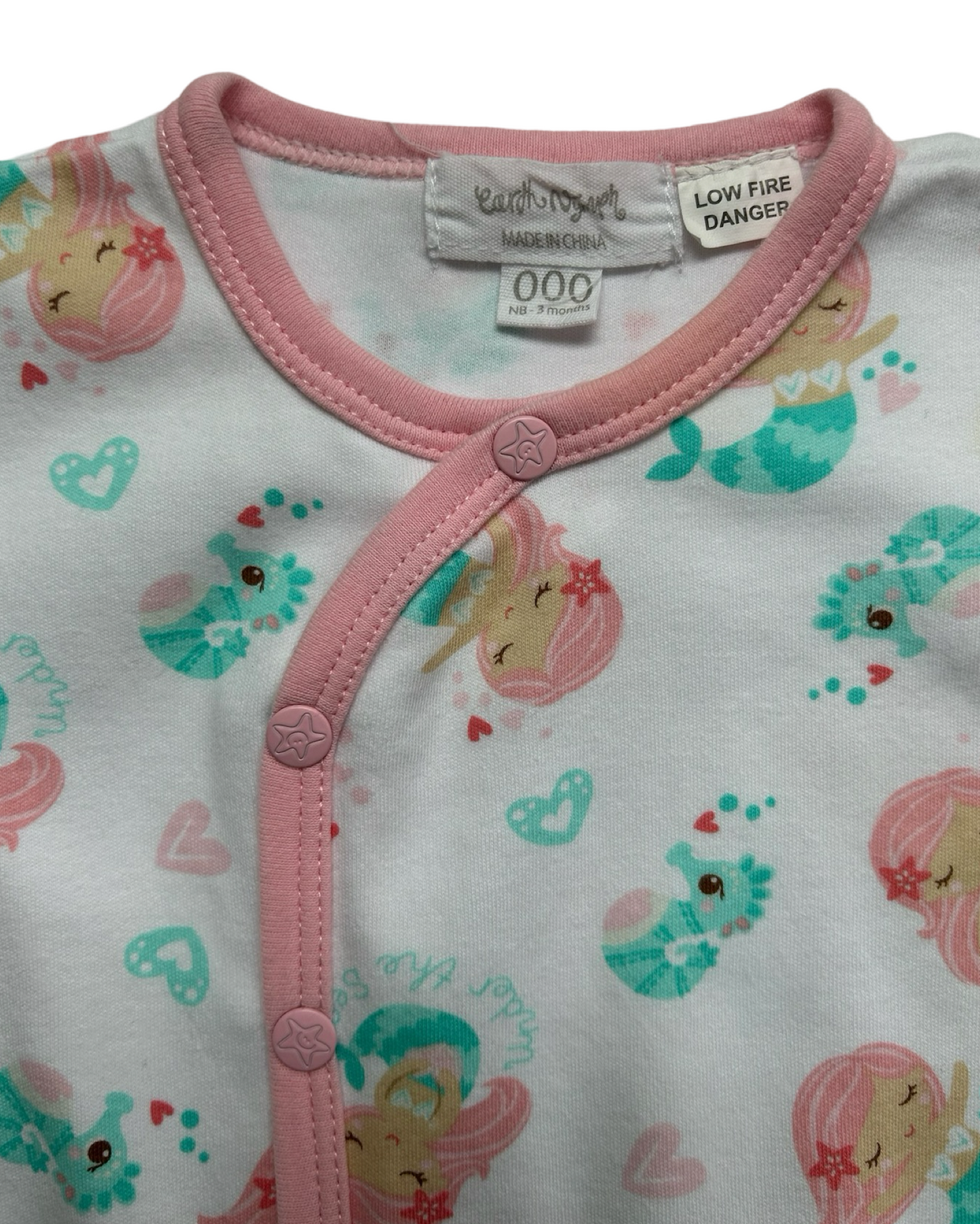 0-3M Baby Girl Earth Nymph Mermaid Sleeper PJs