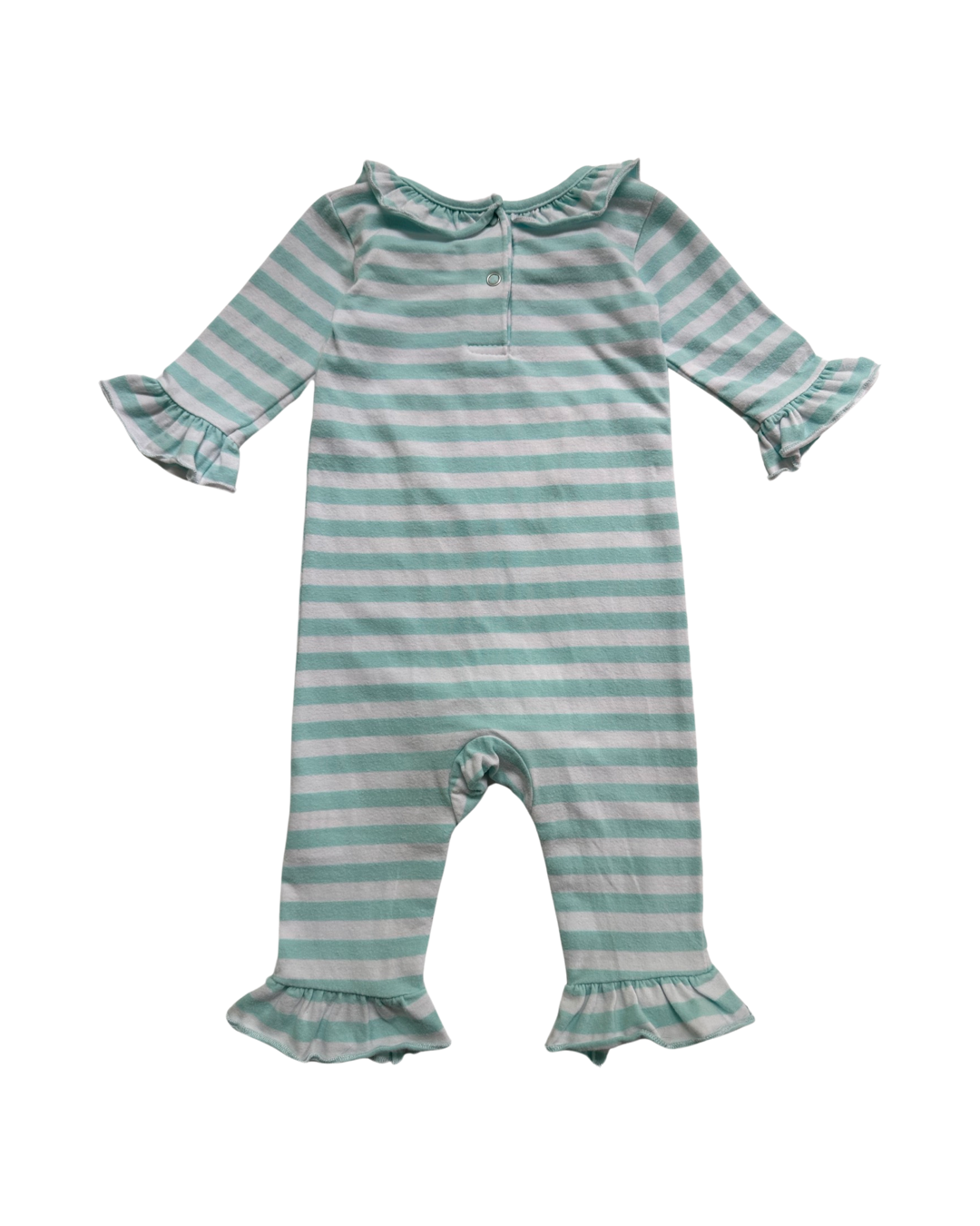 3M Baby Girl Stitchy Fish Mint Striped Gingerbread House Christmas Romper