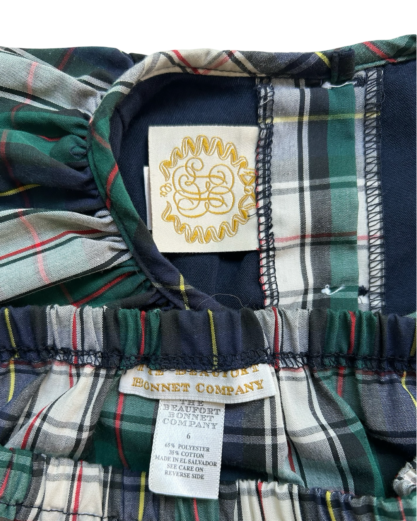 6T Toddlers Girls The Beaufort Bonnet Company Plaid Ruffle Collared, Short Sleeve And Bloomers,Two Piece Set.