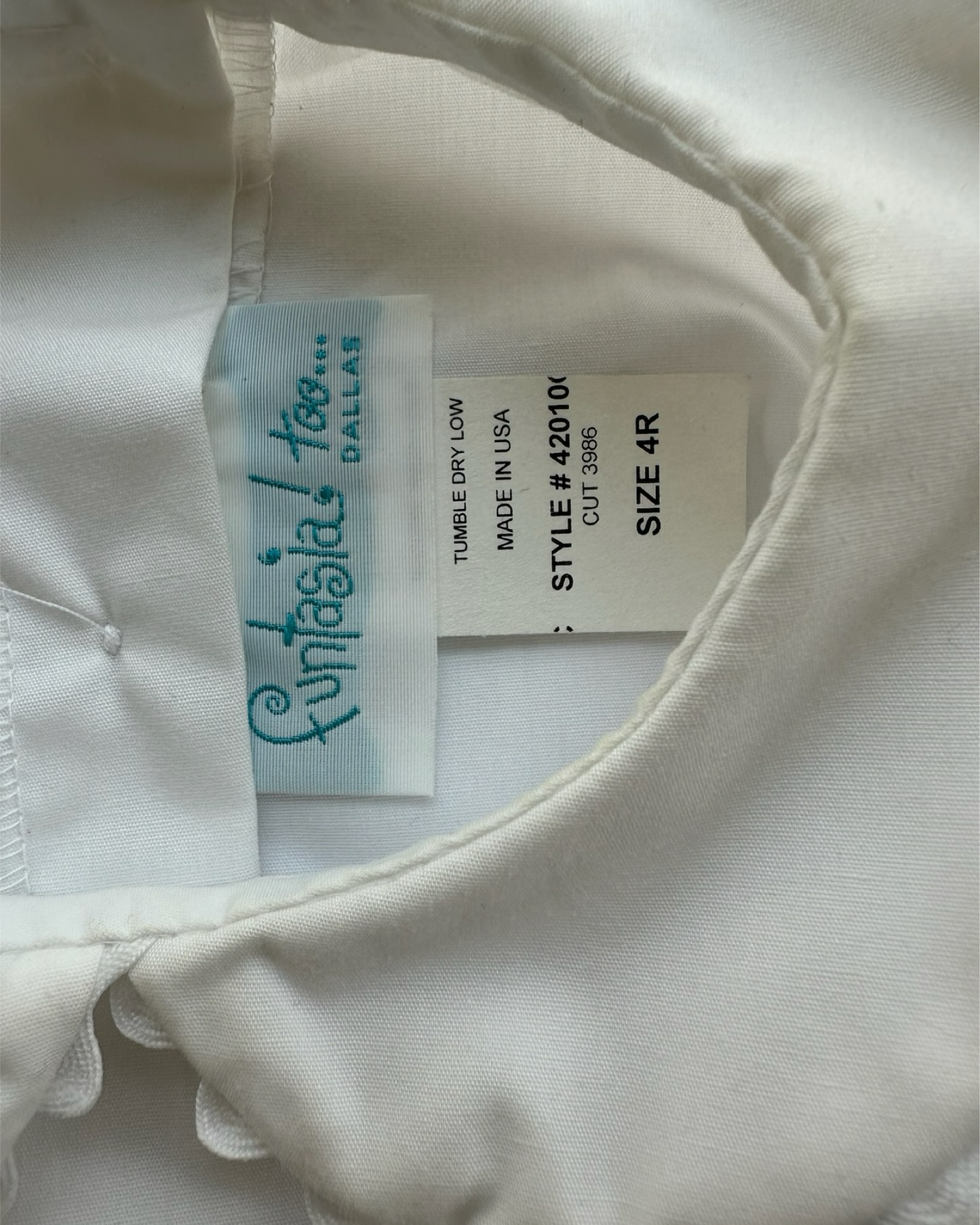 4T Toddler Girl Funtasia Too! White Peter Pan Collar Shirt Top