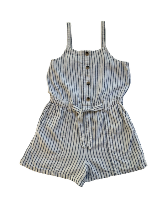 Youth Girls Size Medium (8Y) Old Navy Blue Striped Tank Romper