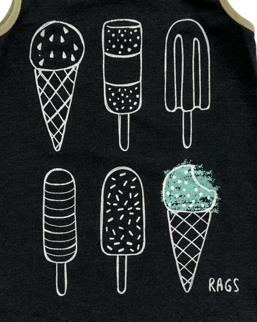 2T Toddler Boy RAGS to Raches Dark Gray Ice Cream / Popsicle Tank Shortie Romper
