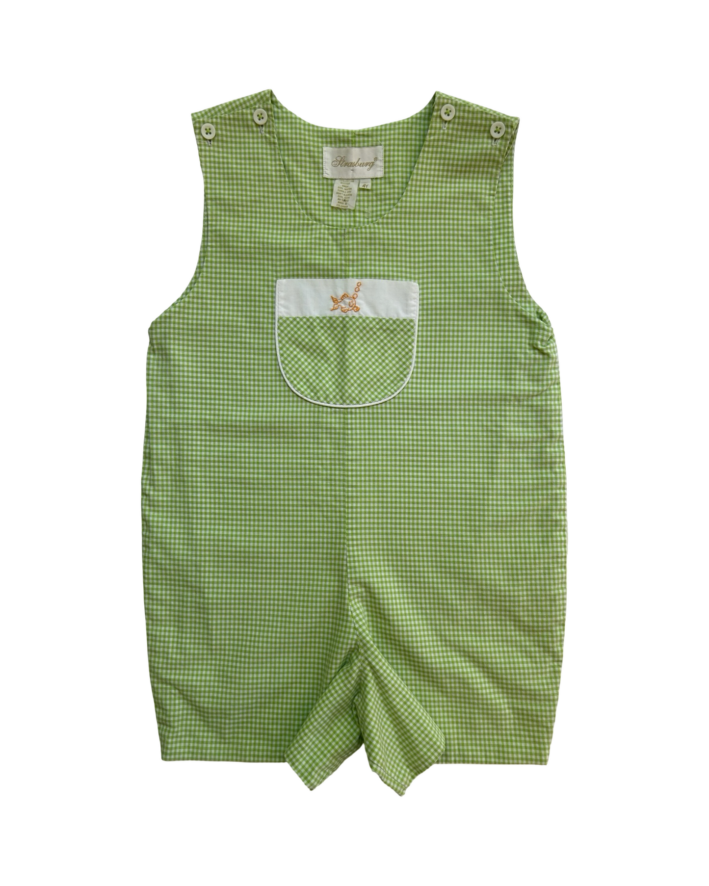 4T Toddler Boys Strasburg  Gingham Fish & Bubbles Shortall Jon Jon Romper