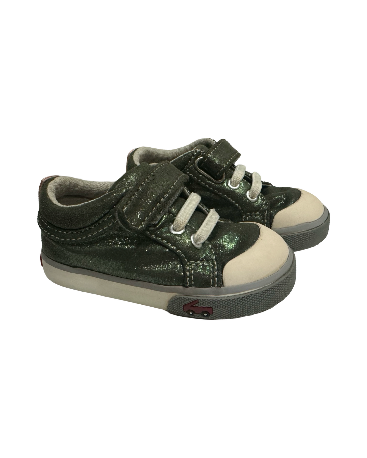 5C Toddler Girl Green Metallic Oil Spill Shimmer See Kai Run Shoes