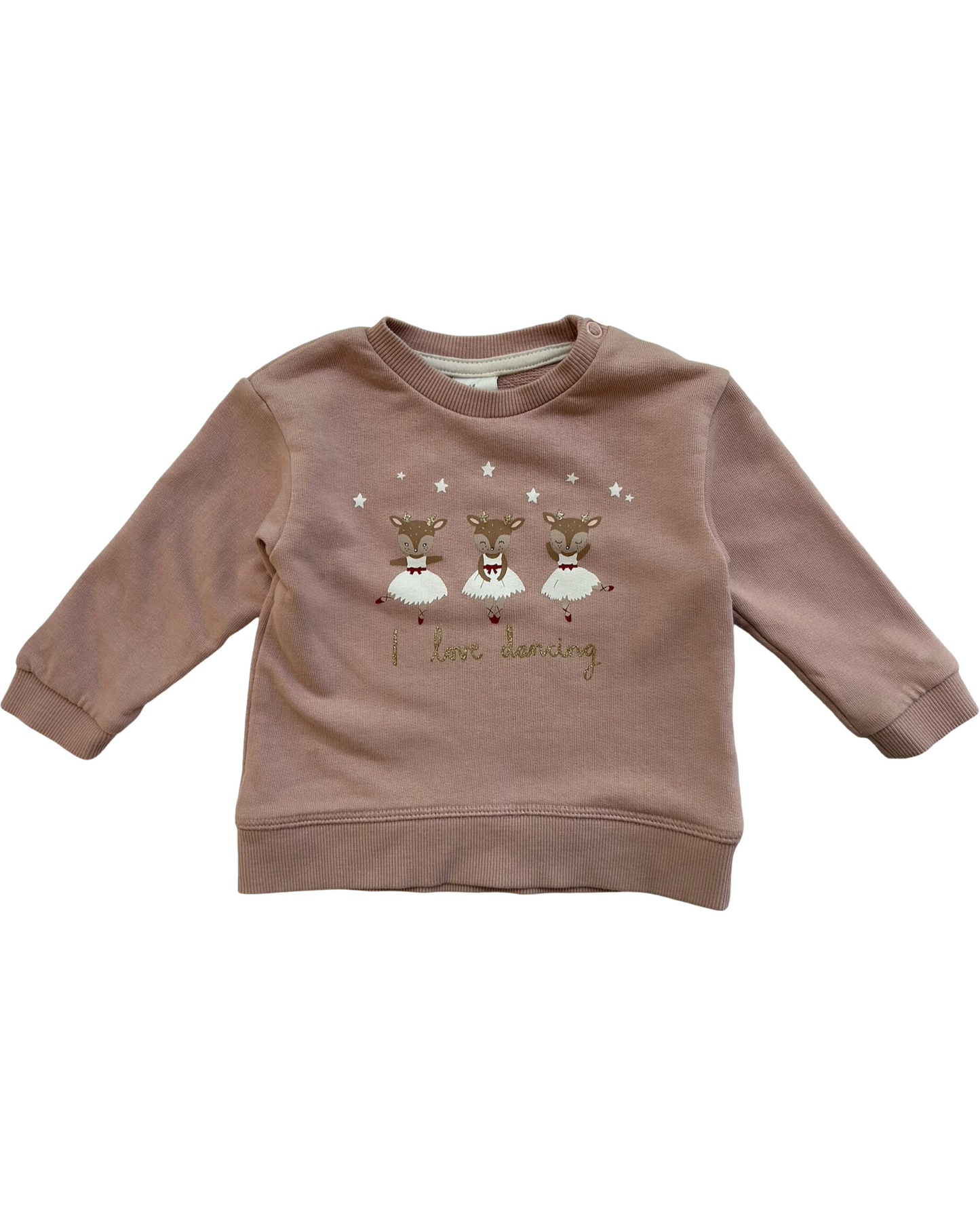 3M-6M Baby Girls H&M Sweatshirt Baby Reindeer(I LOVE DANCE) Printed Top.