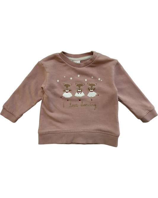 3M-6M Baby Girls H&M Sweatshirt Baby Reindeer(I LOVE DANCE) Printed Top.