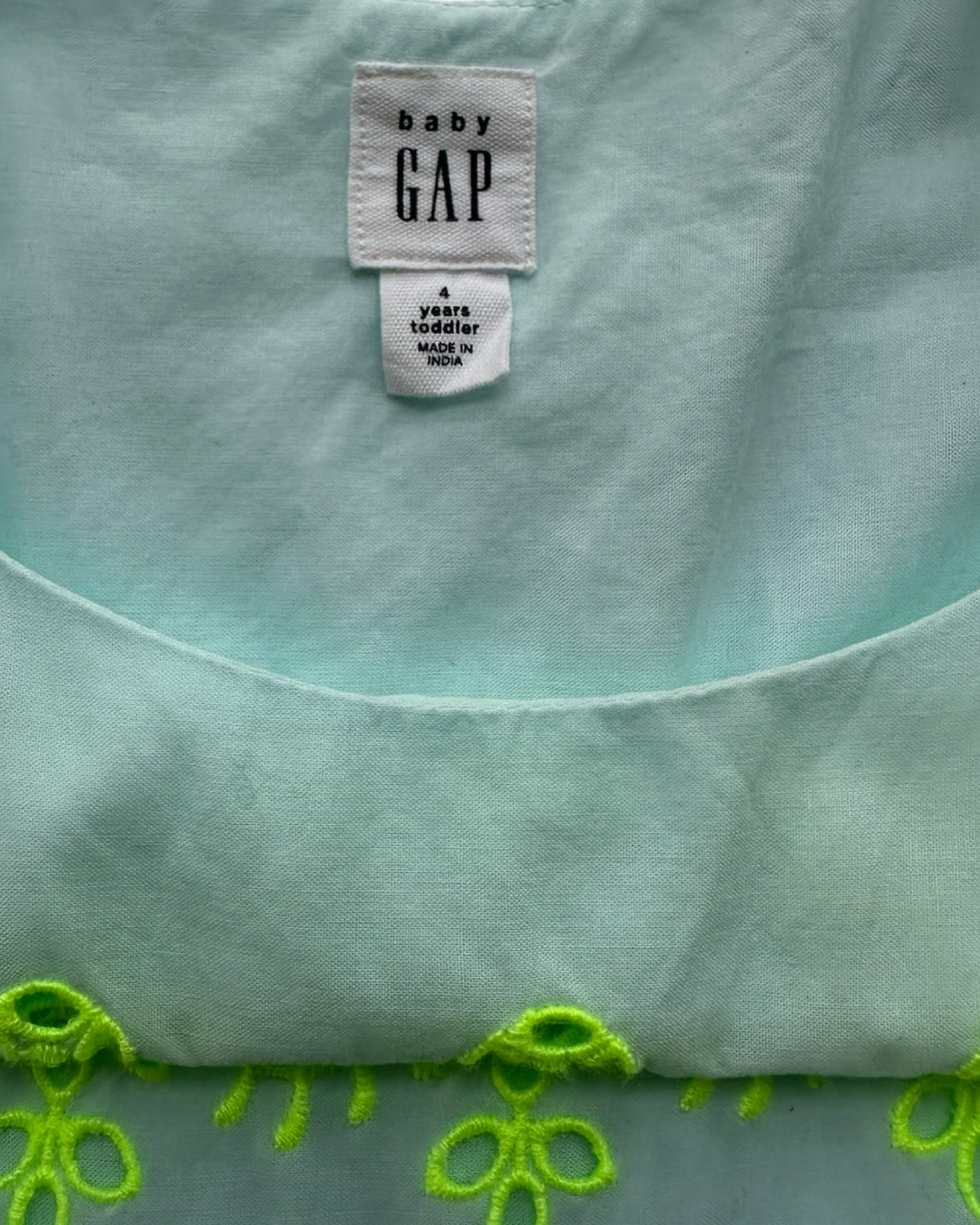 4T Toddler Girls Baby Gap Green Eyelet Dress
