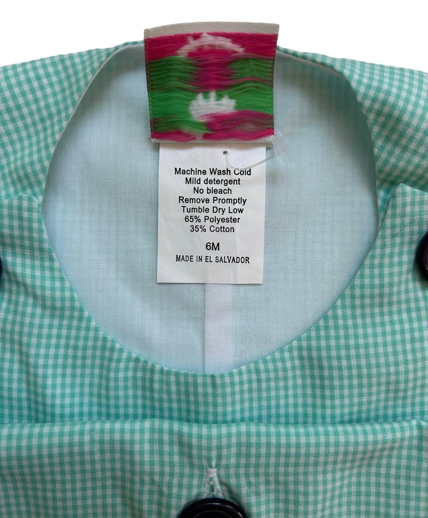 6M Shrimp & Grits Baby Boys Teal Gingham Jon Jon One Pieces.