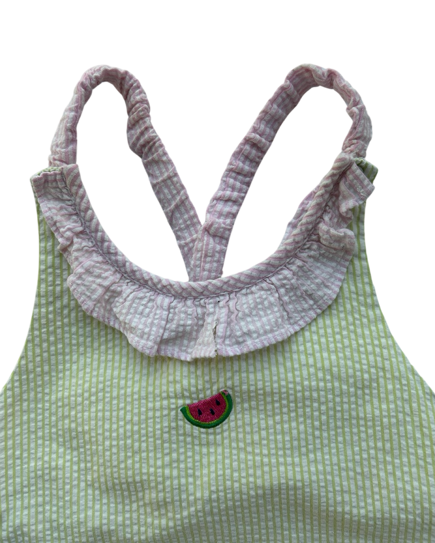 6 Toddlers Girls K&L Seersucker Watermelon Swim / Sun Suit