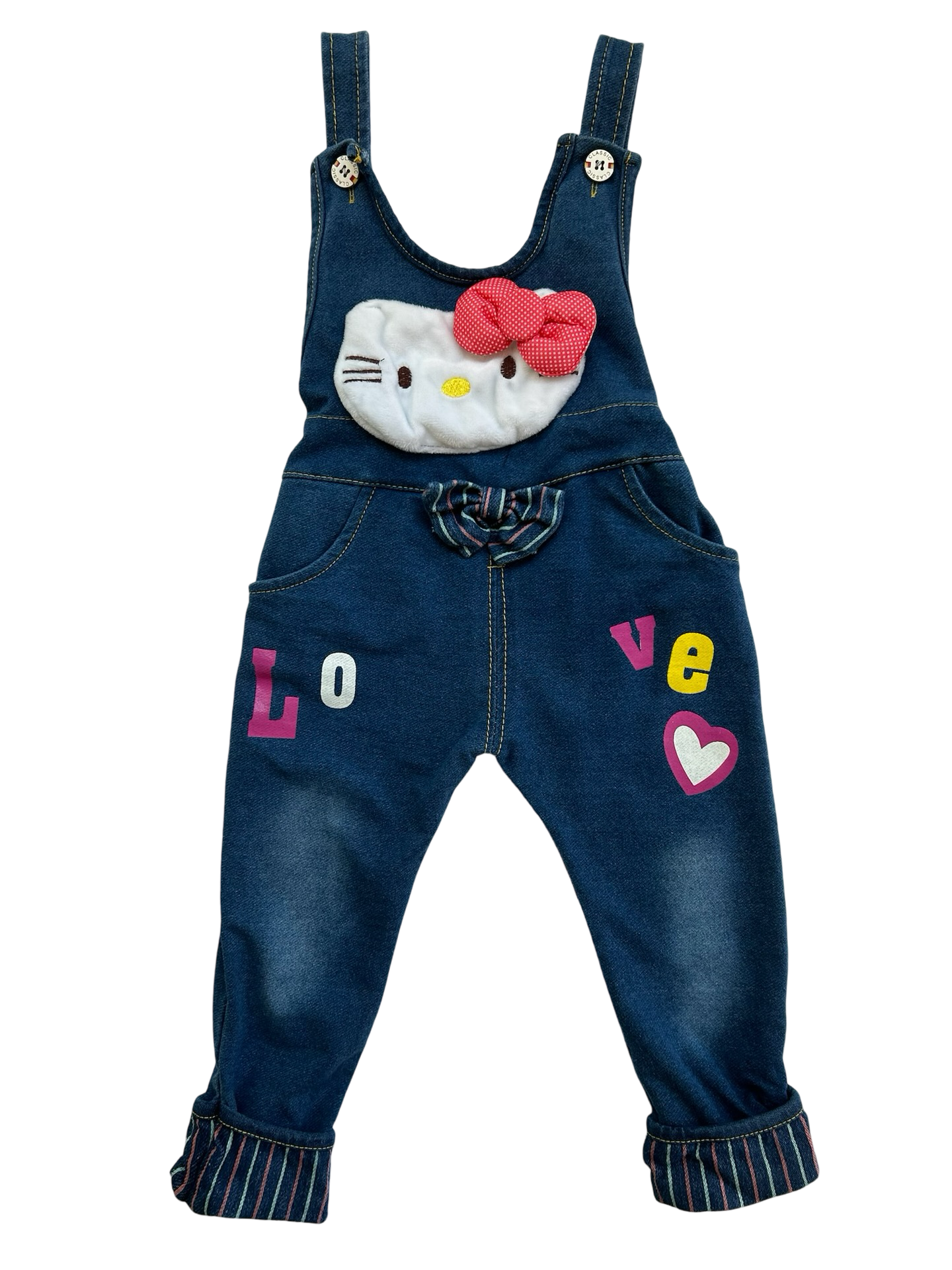 2T Medium Toddler Girl’s Barbero Demin Hello Kitty Overall.