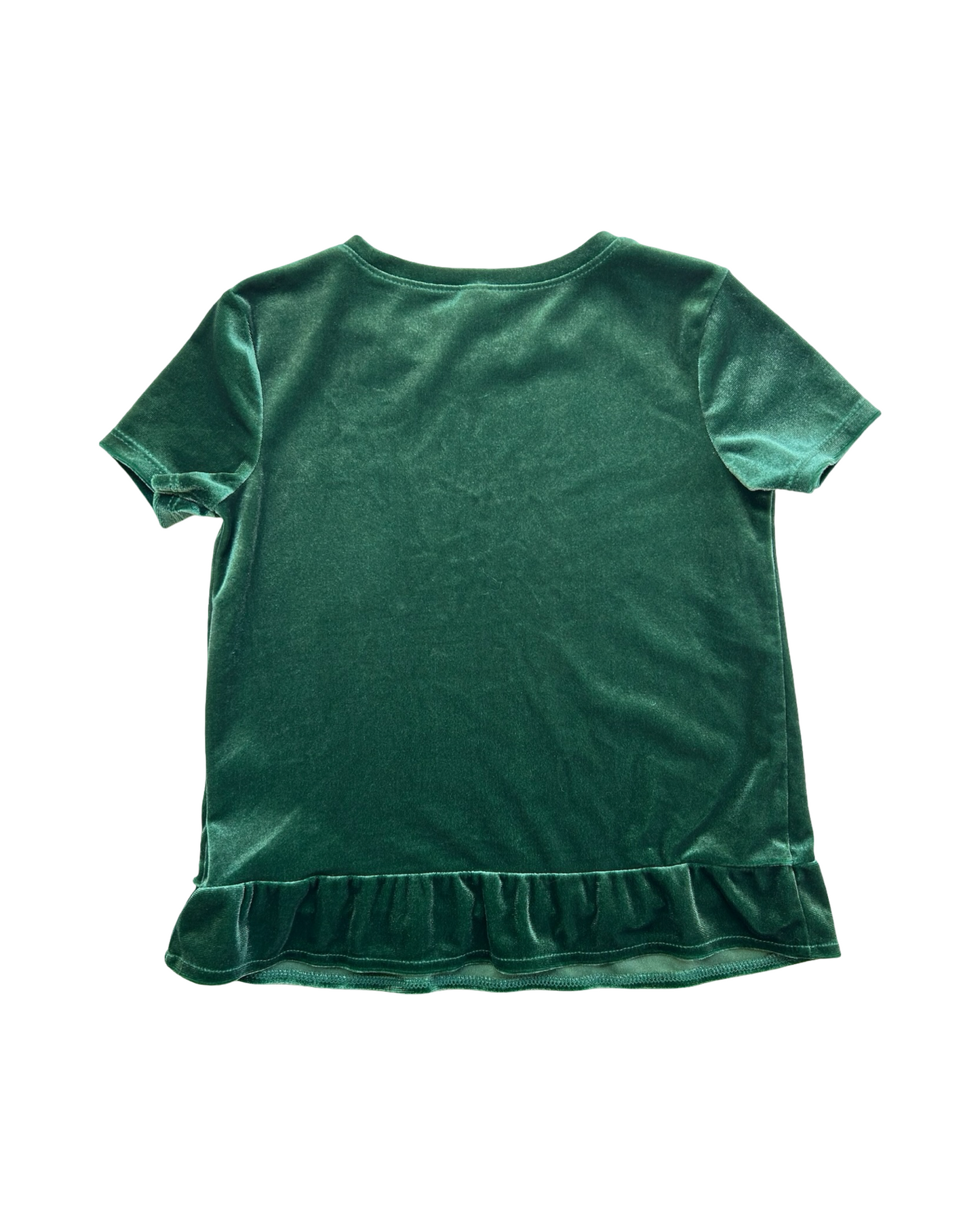 4T Toddlers Girls Old Navy Velvet Ruffle-Hem Green Top.