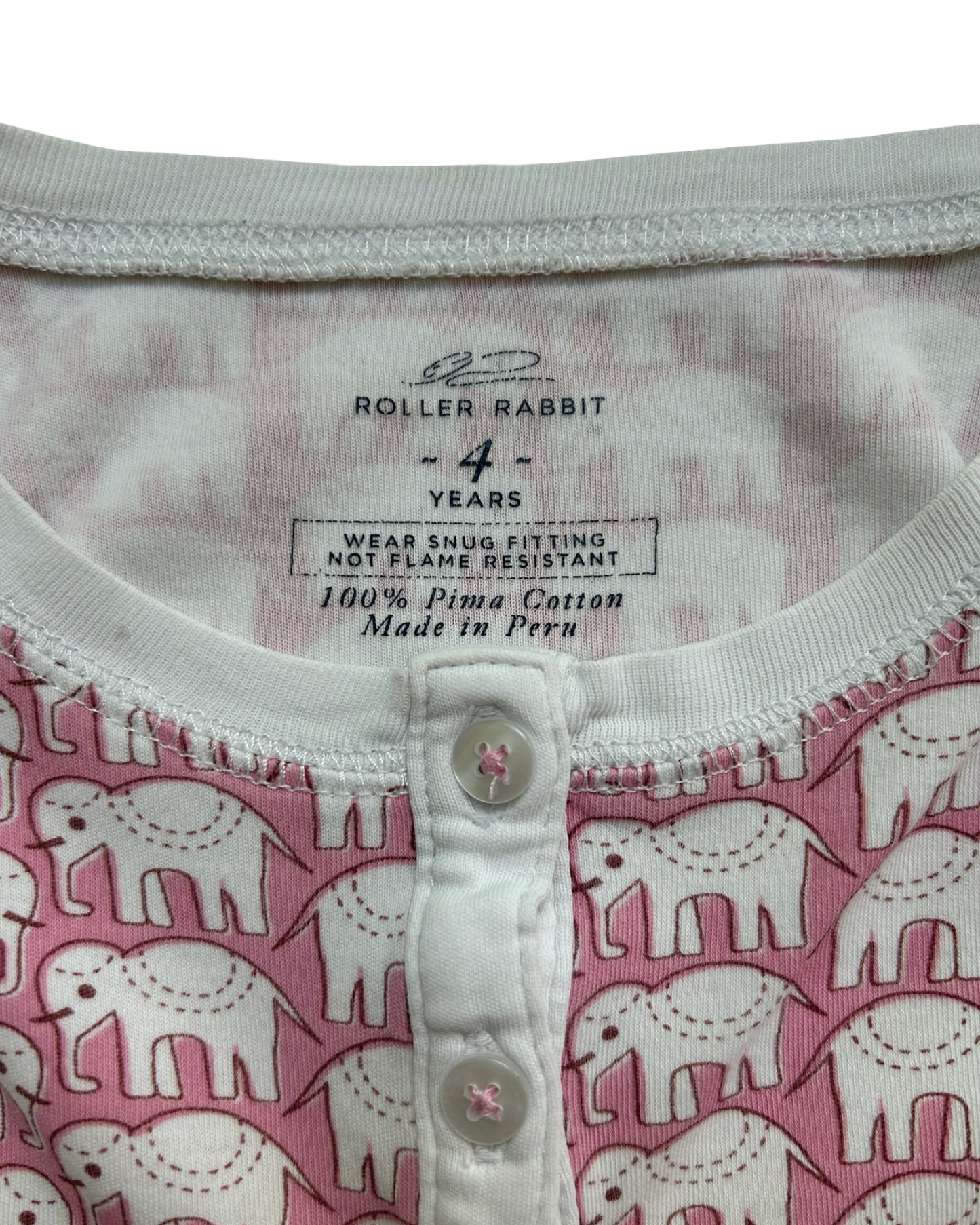 4T Toddlers Girls Roller Rabbit Elephant 🐘 Pjs Top Only One Piece.