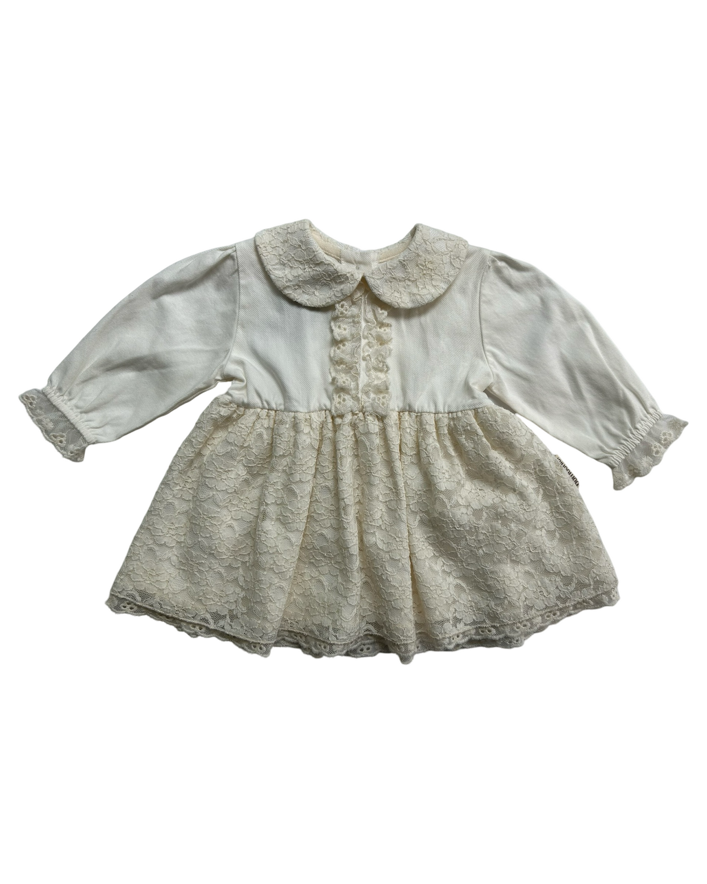 0-3M Baby Girl White / Cream Lace Dress with Headband