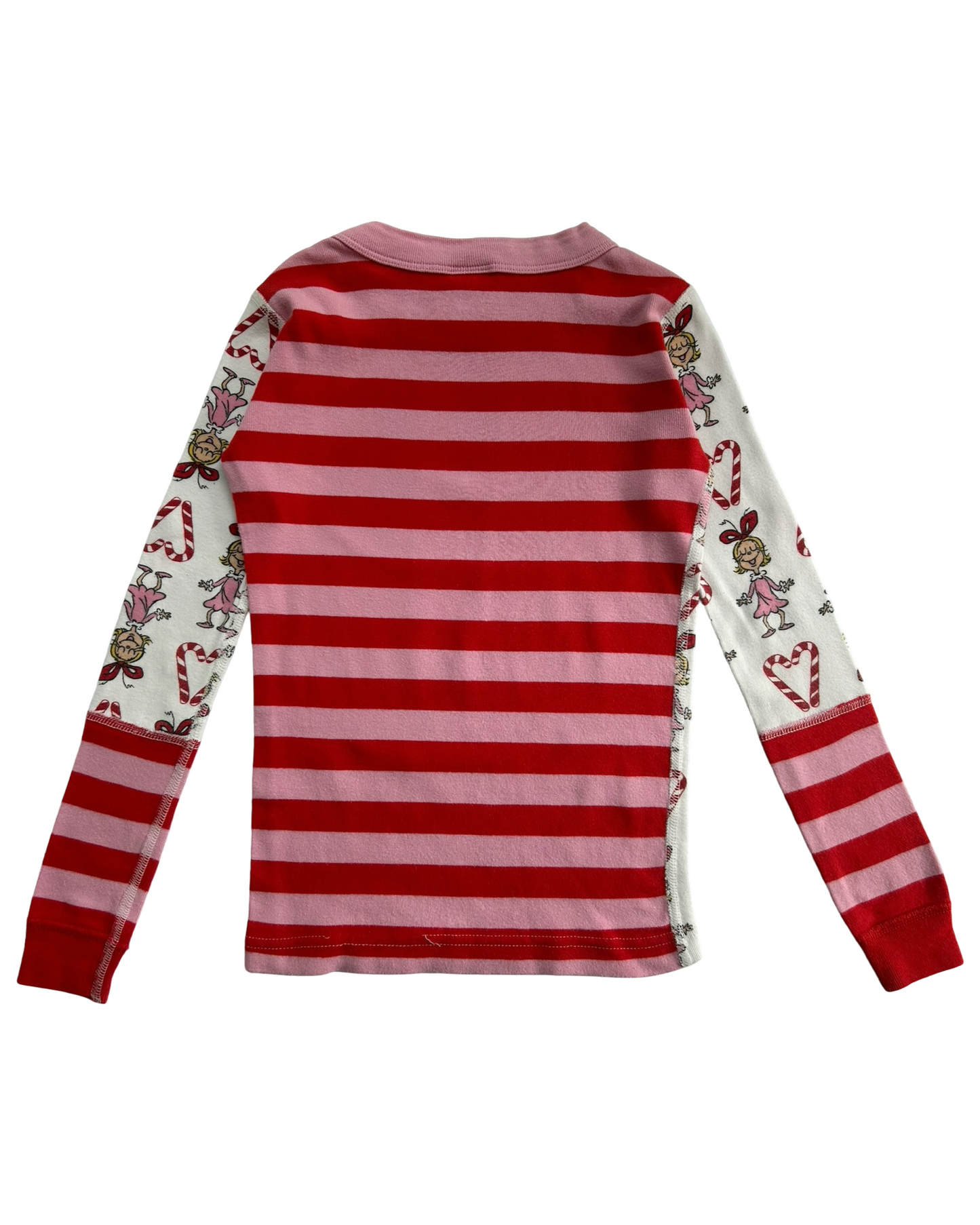 6T-7T Toddler Girl Hanna Andersson The Grinch Dr Seuss Cindy Lou Who Striped Long John PJs 2 Piece Set