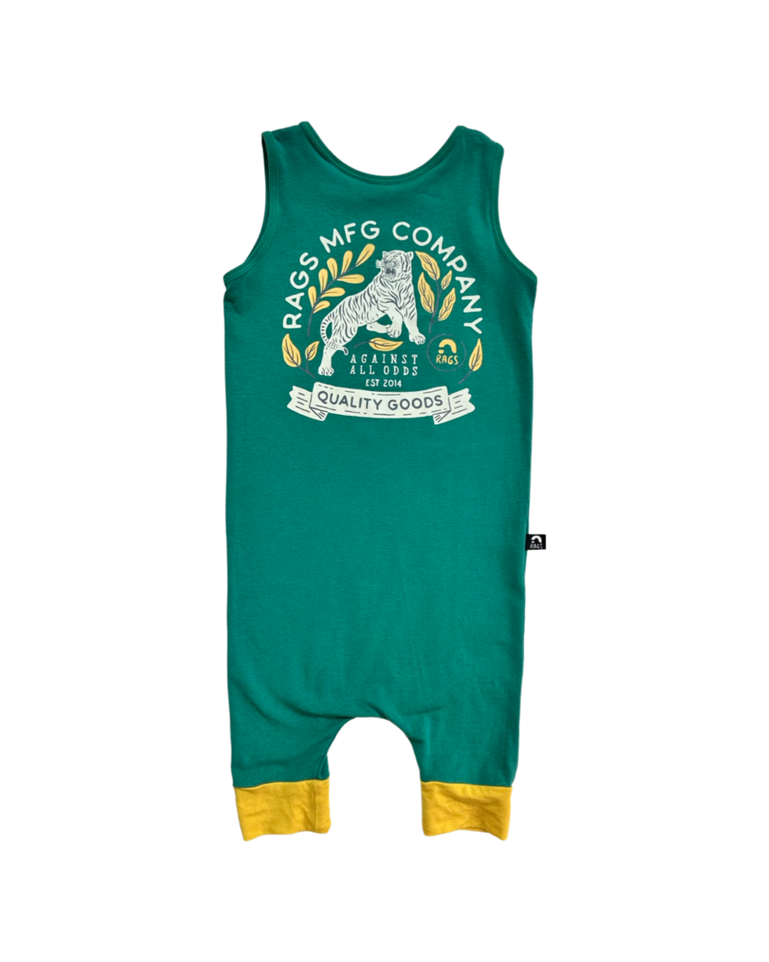 2T Toddler Boy RAGS to Raches Green RAGs MFG Company Tank Romper with Tiger
