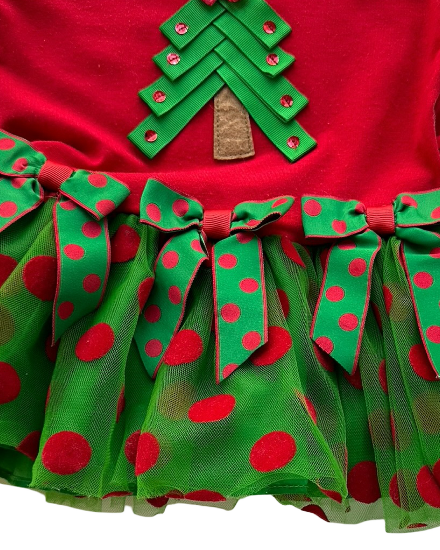 18M Baby Girl Bonnie Baby Christmas Tree Long Sleeve Dress