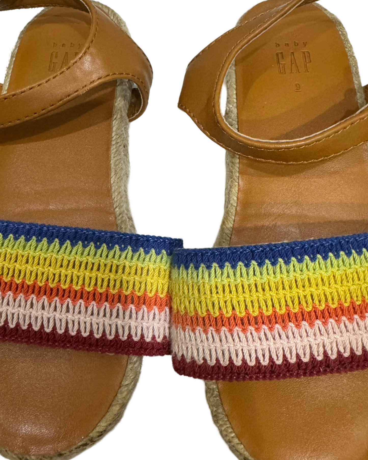 9C Toddler Girl Gap Kids Rainbow Striped Espadrilles Sandals Ankle Buckle