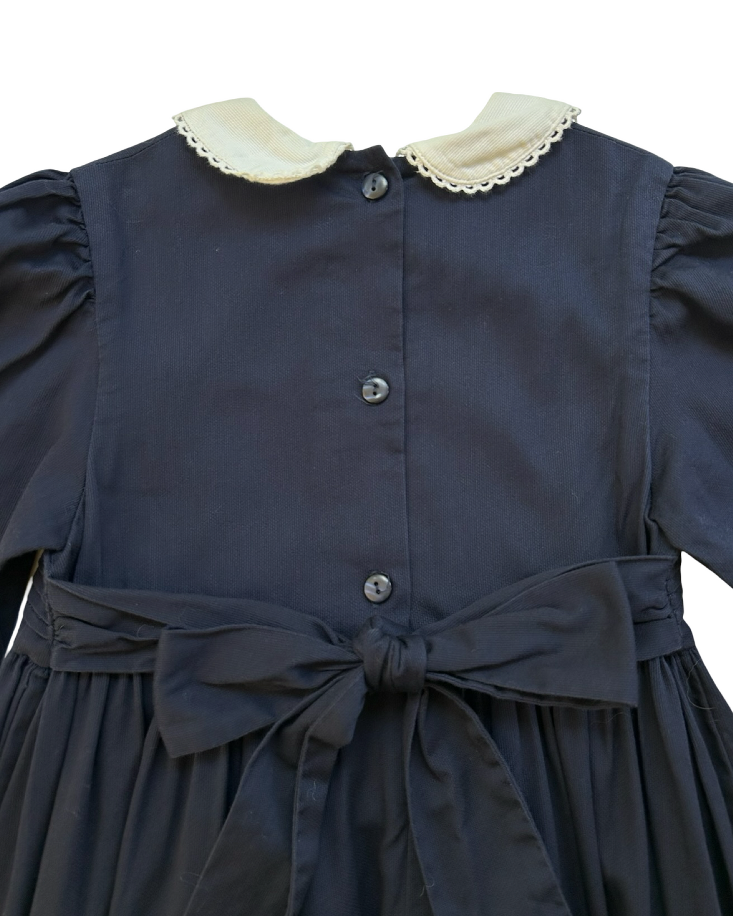 6 Youth Girls Hartstrings Navy Embroidered Flowers Lined Cotton Dress.