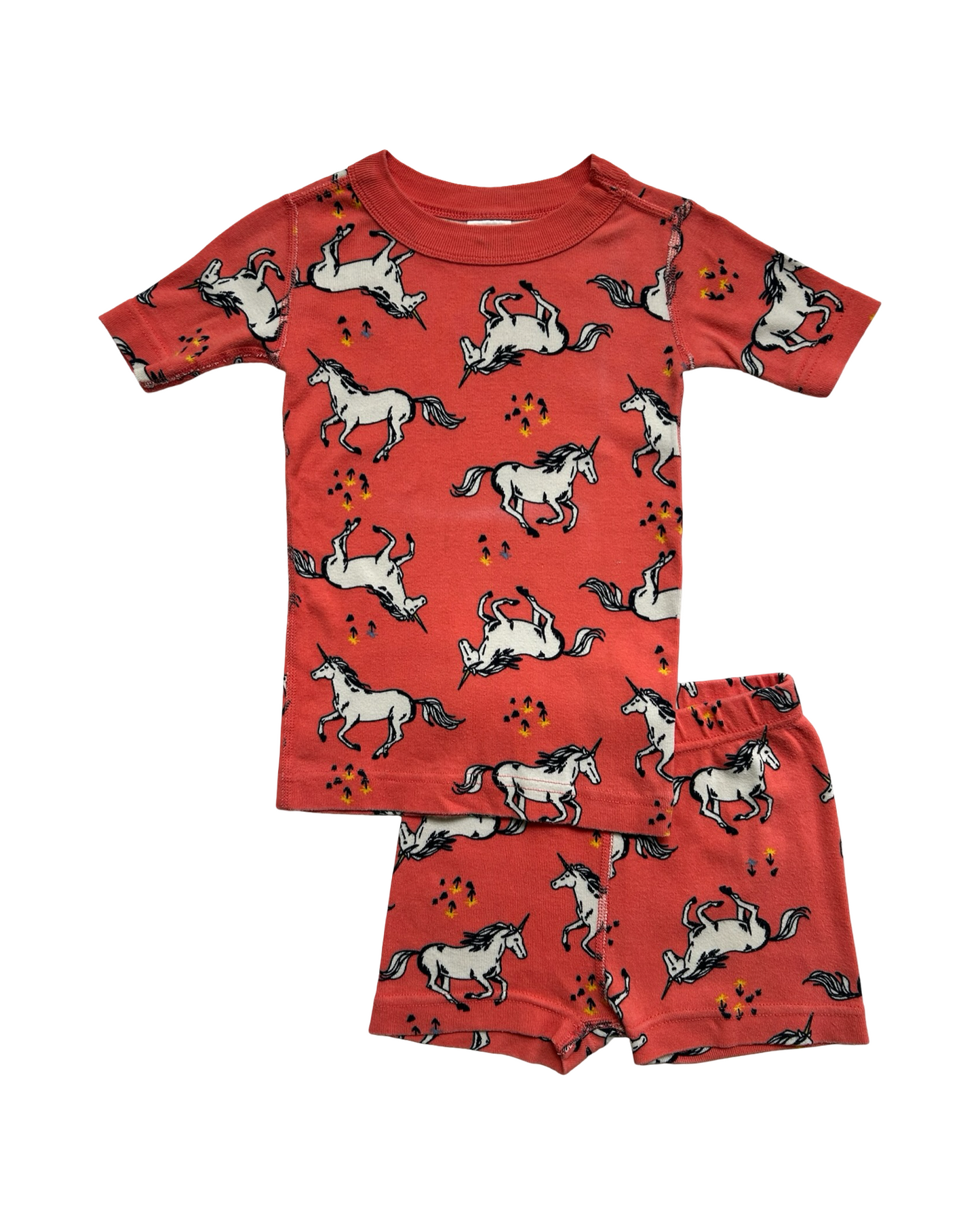 4T Toddlers Girls Hanna Andersson Short John’s Unicorns 🦄 PJs Set 2 Piece Organic Cotton