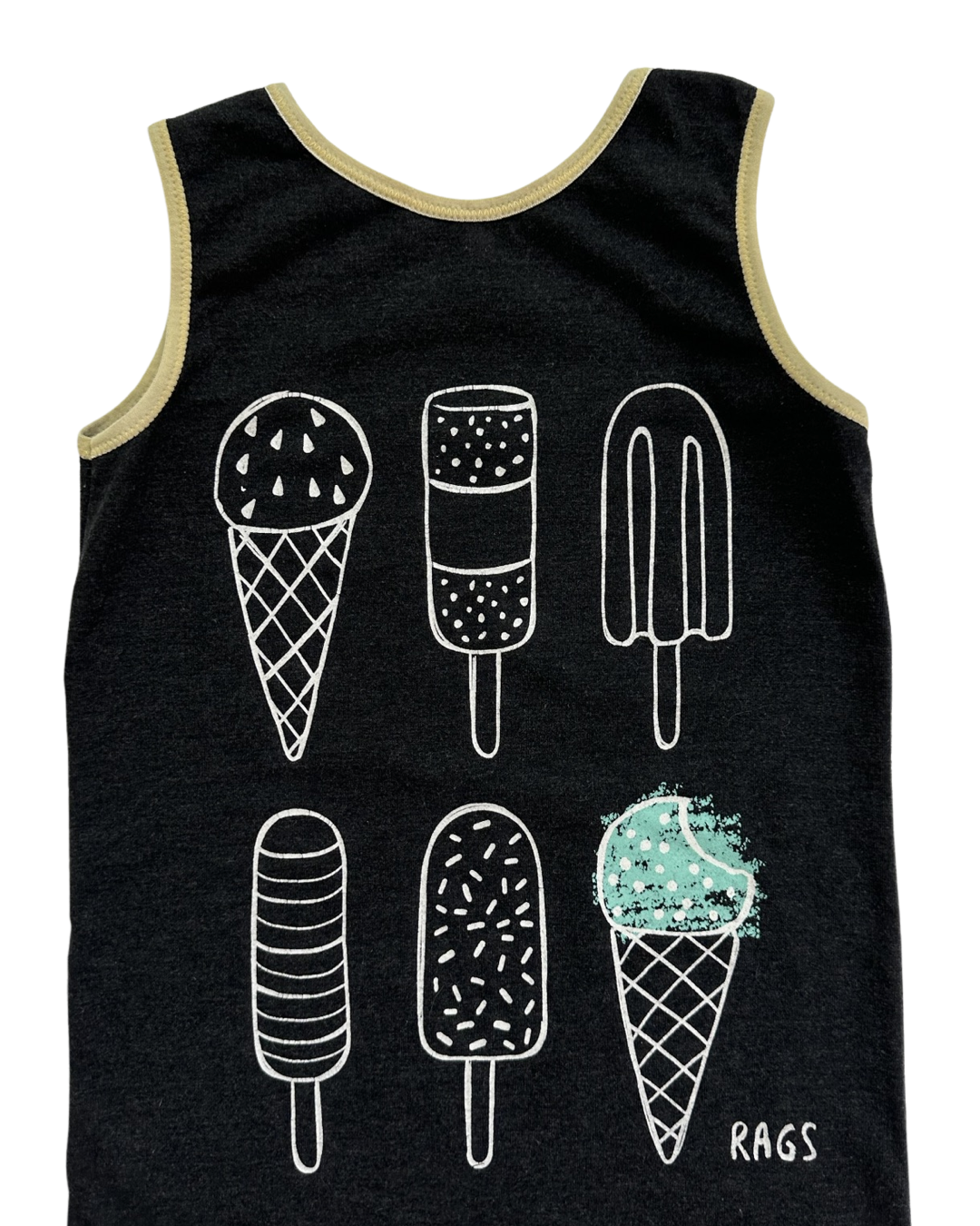2T Toddler Boy RAGS to Raches Dark Gray Ice Cream / Popsicle Tank Shortie Romper