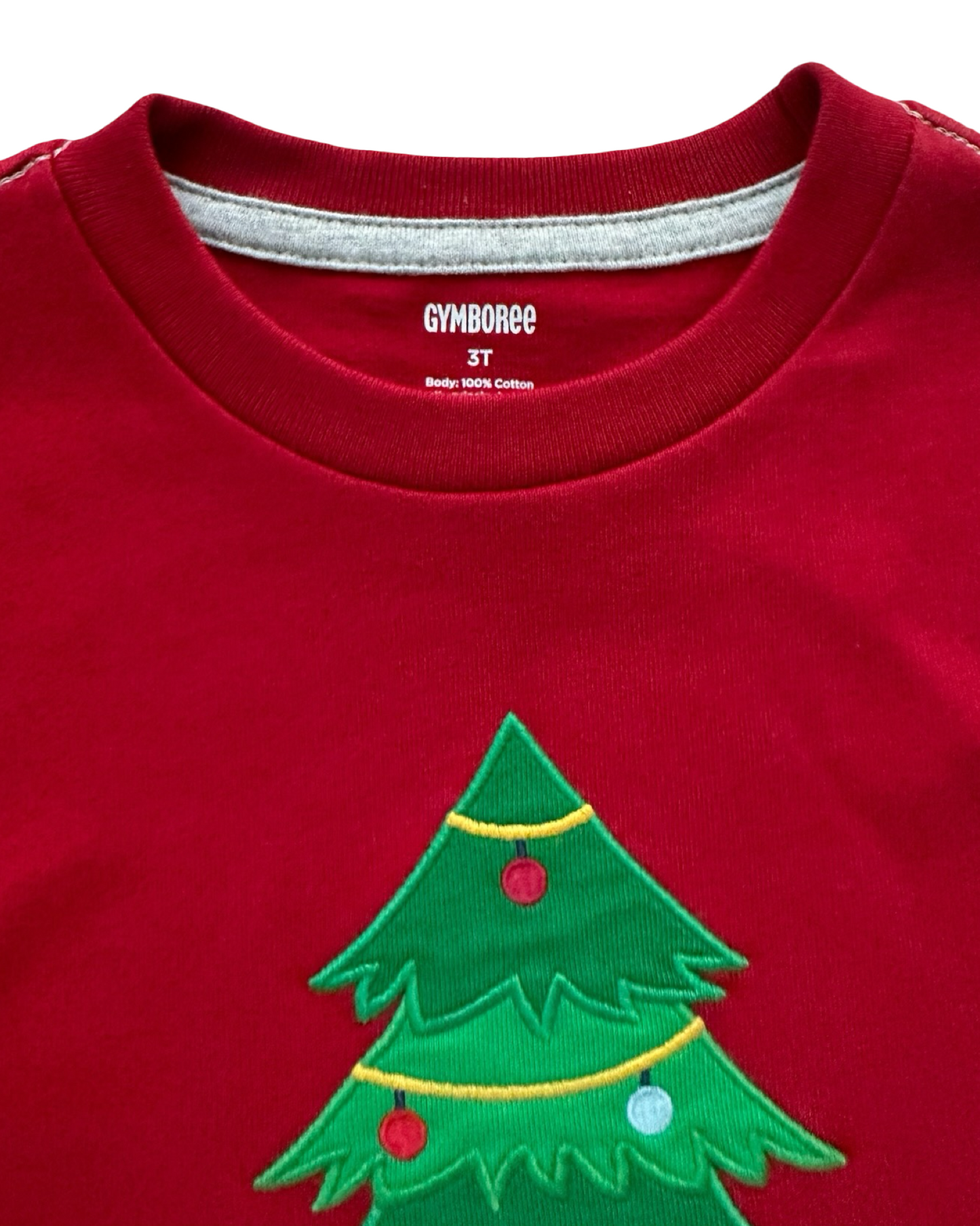 3T Toddler Boys Gymboree Long Sleeve Embroidered Christmas Tree Graphic Shirt Top.