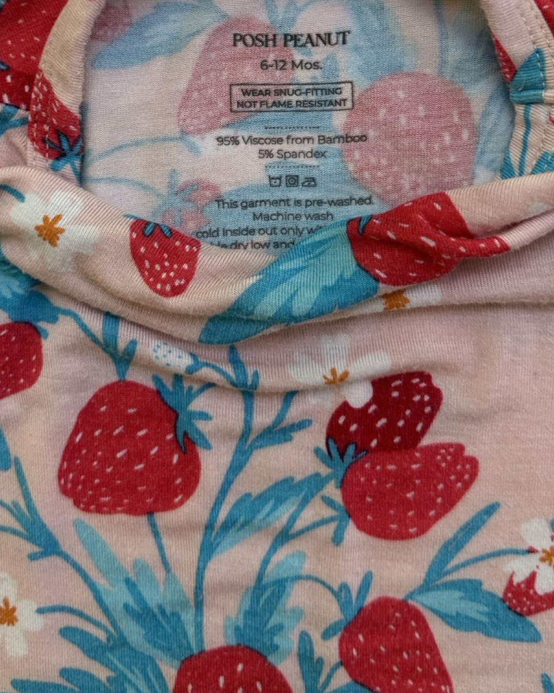 6-12M Baby Girl Posh Peanut Bamboo Strawberry 2pc Outfit / PJ Set