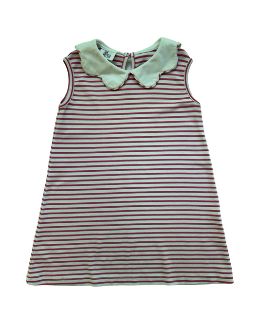 4 Toddlers Girls Shower Me With Love Striped Collared Sleeveless Dress.