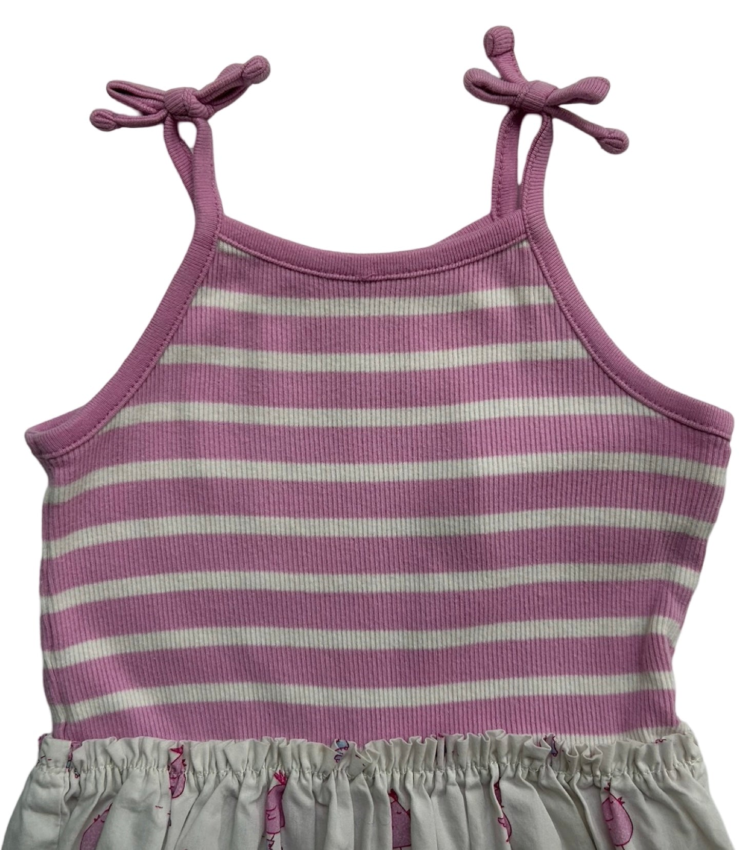 6M-12M Baby Girls Baby Gap Bird 🐦 Pink & White Striped Romper