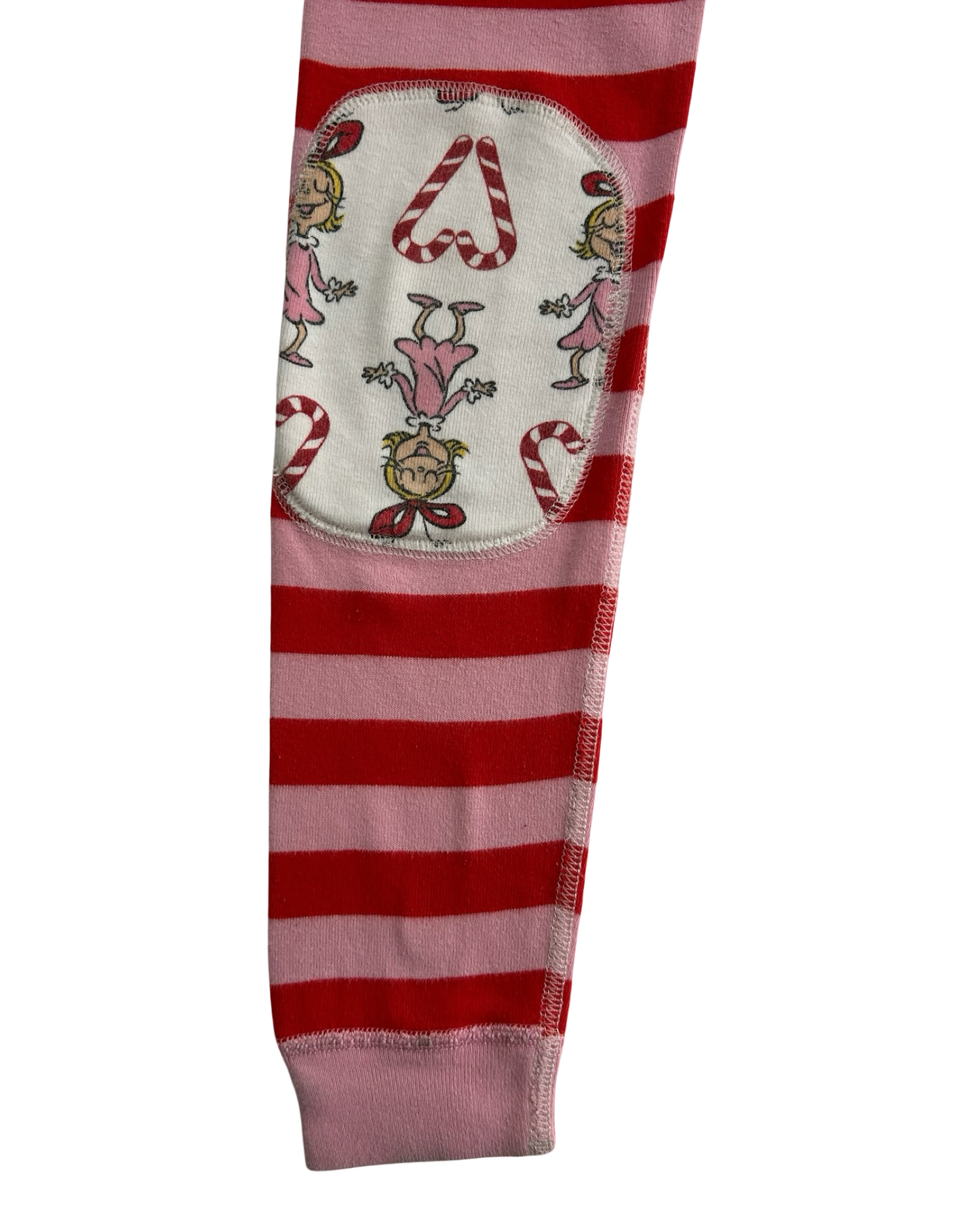 6T-7T Toddler Girl Hanna Andersson The Grinch Dr Seuss Cindy Lou Who Striped Long John PJs 2 Piece Set