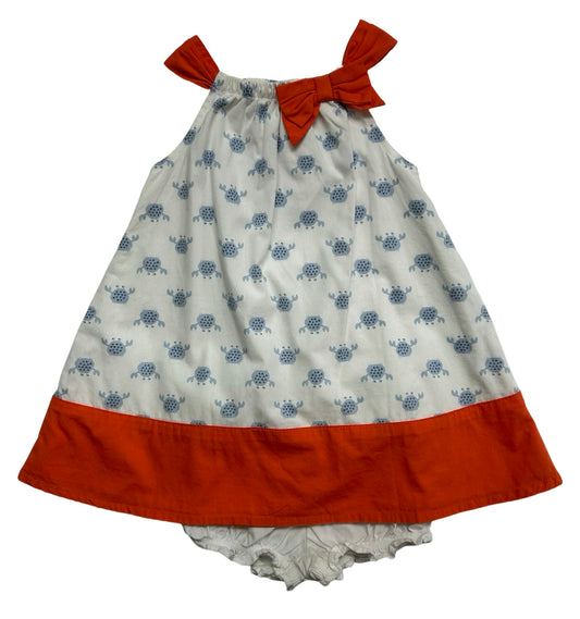 6M-12M Baby Girls Gymboree Cute On The Coast Crabs 🦀🦀🦀🦀 Dress / Diaper Cover 2 Pieces Set.