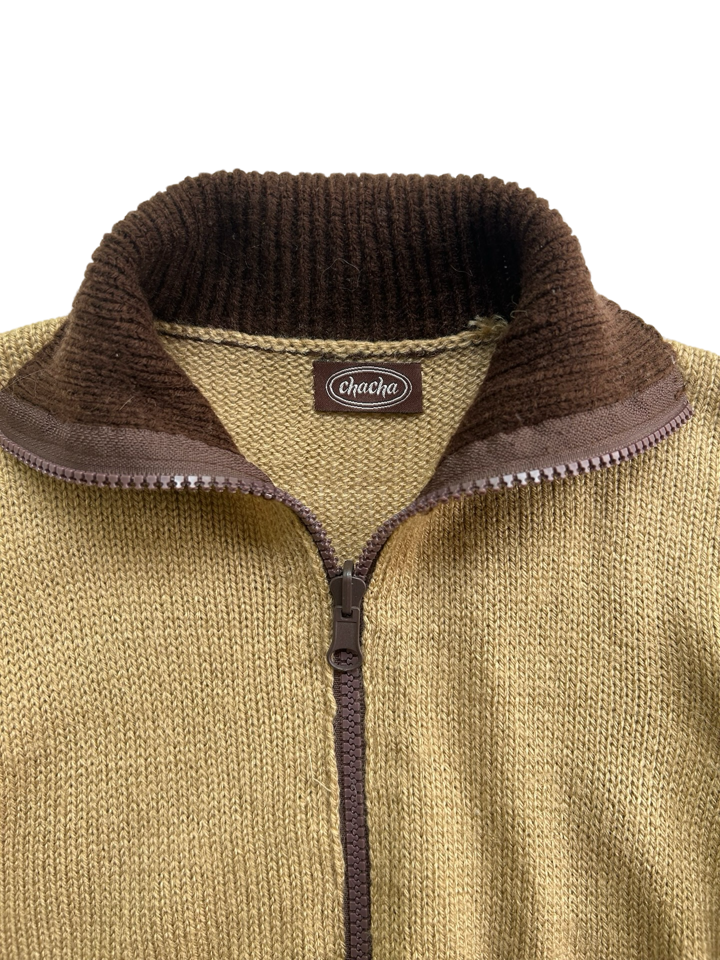 2T / 3T Toddler Boys Vintage Zippered Cardigan Sweater Brown with Puppy Dog Trim on Pockets