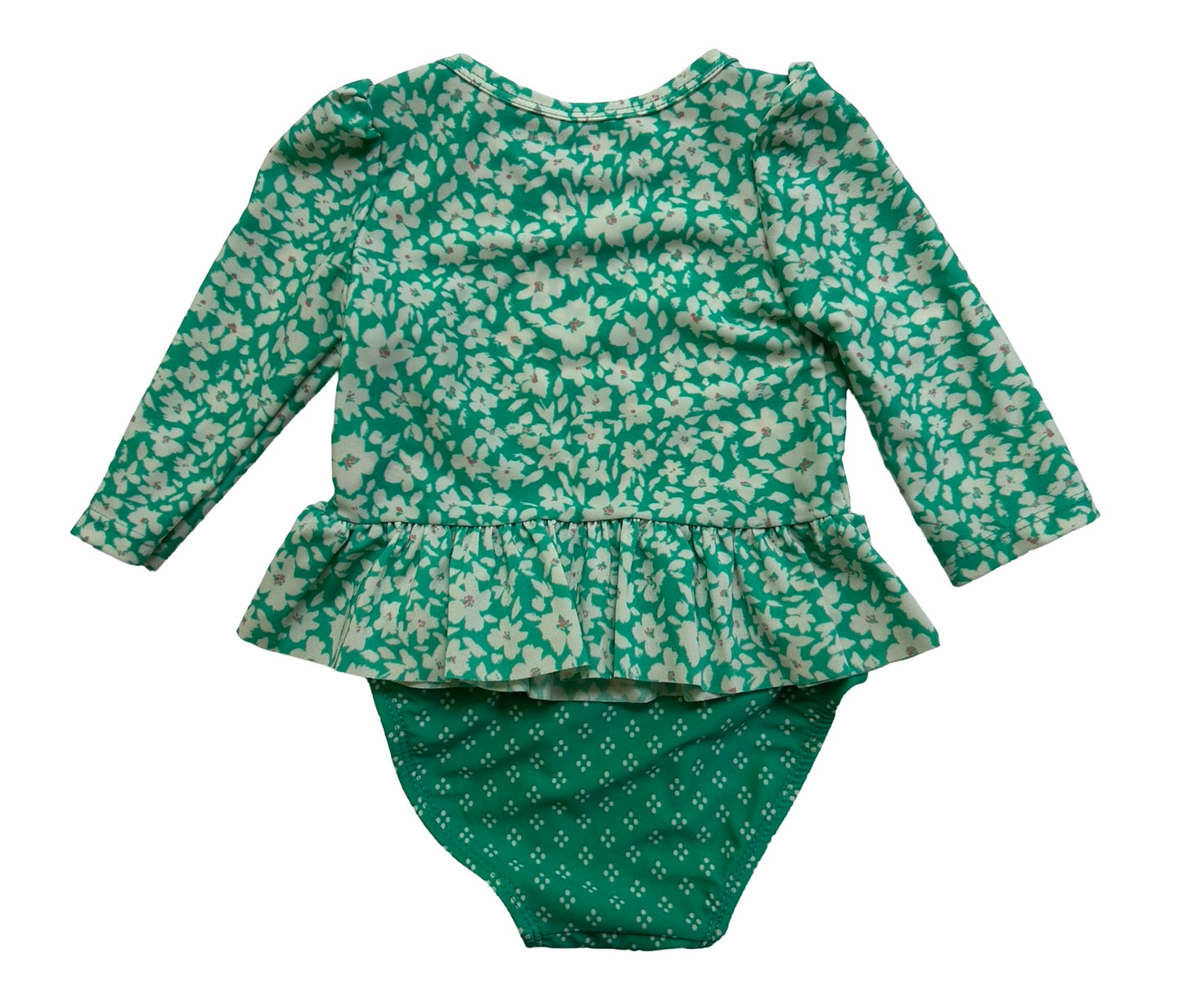 3M-6M Baby Girls Cat & Jack Long Sleeve Ruffle Swimsuit Set 2 Pieces.