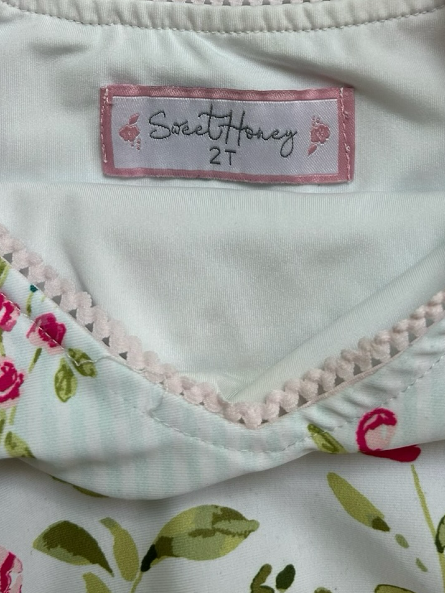 2T Toddler Girl Sweet Honey Floral Swim Suit One Piece.