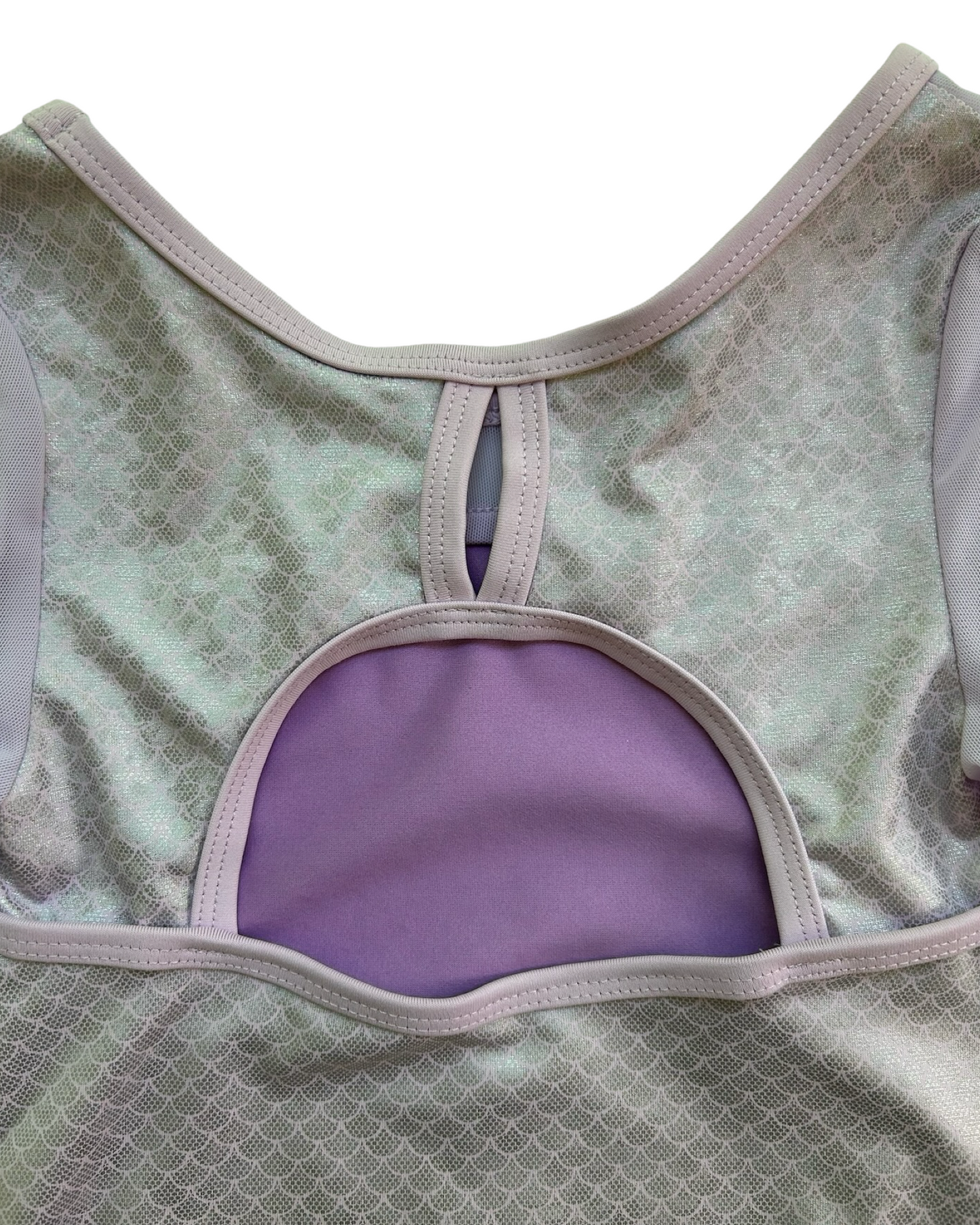XS 4T-5T Toddler Girl Cat & Jack Gymnastics Bodysuit Purple Mermaid Mesh Long Sleeve.