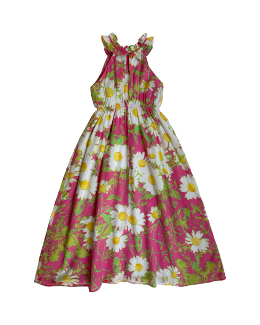 4T Toddler Girls Lilly Pulitzer Halter Pink Floral Daisy Sleeveless Maxi Dress.