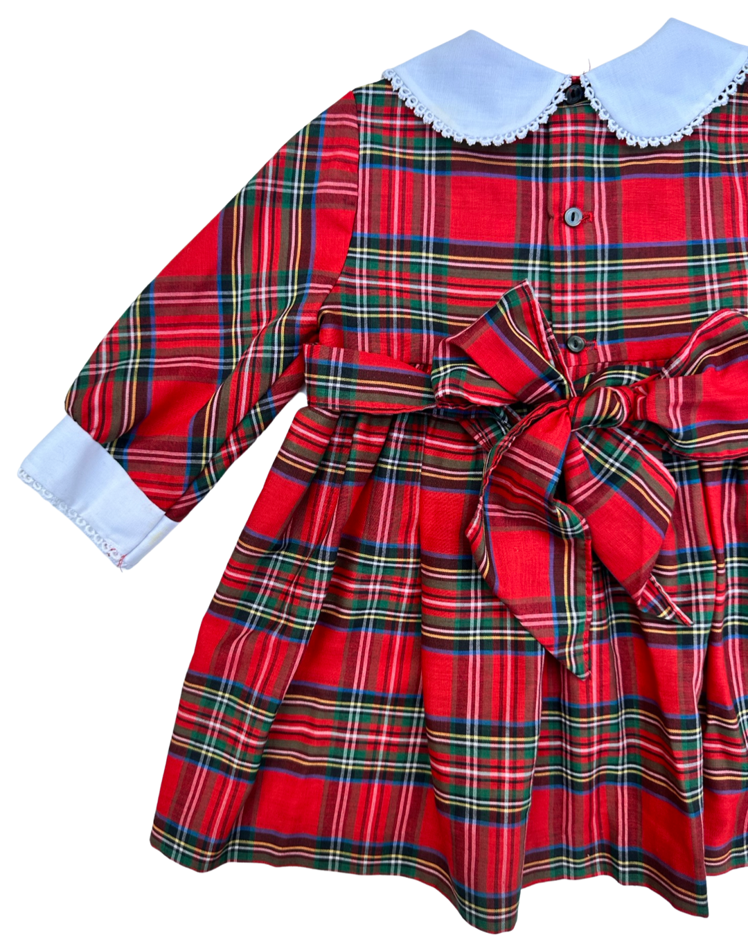 2T Toddler Girl Polly Flinders Classic Vintage Smocked Christmas Plaid Dress