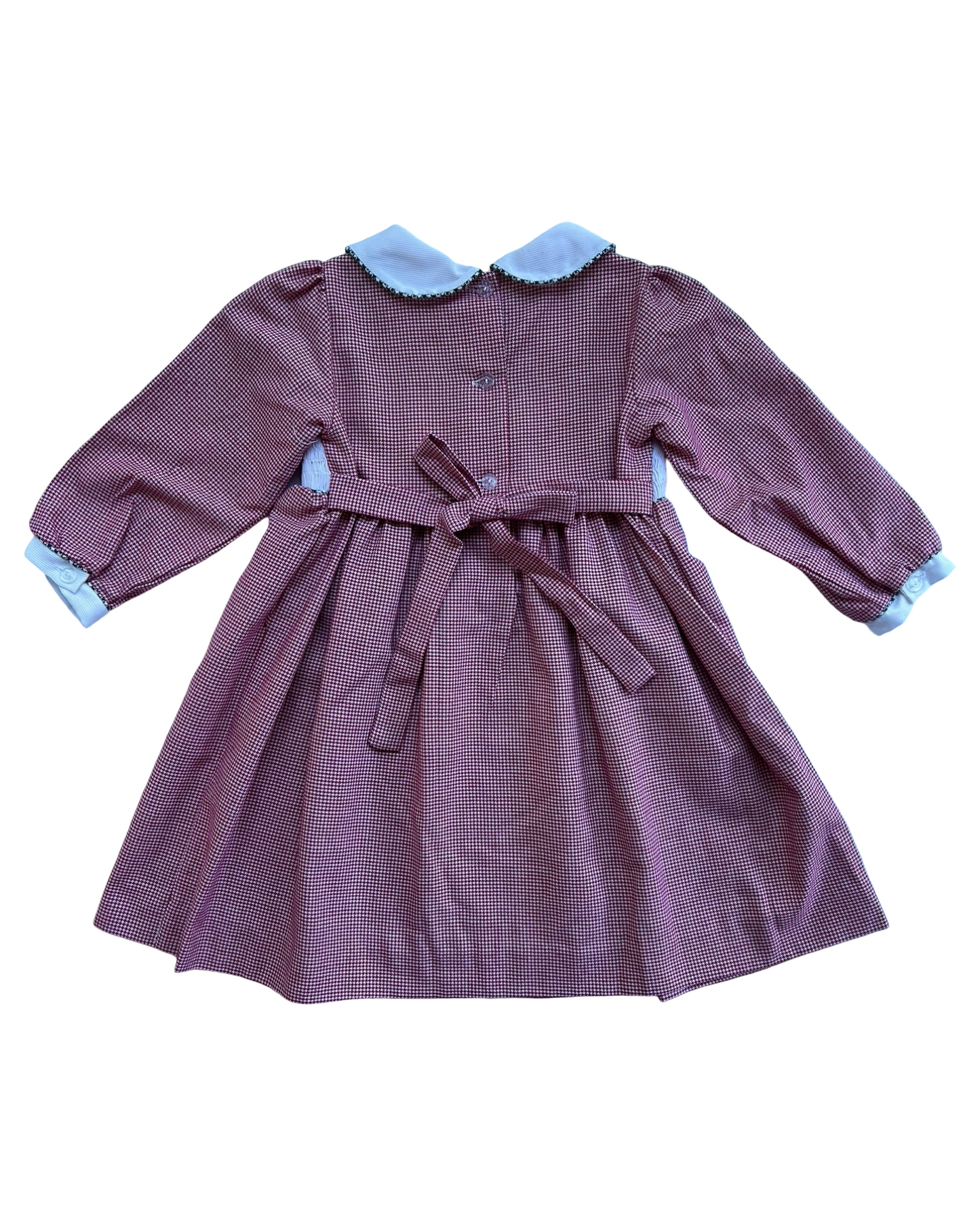 2T Toddler Girls Rare Editions Gingham Christmas Santa Embroidered Long Sleeve Dress