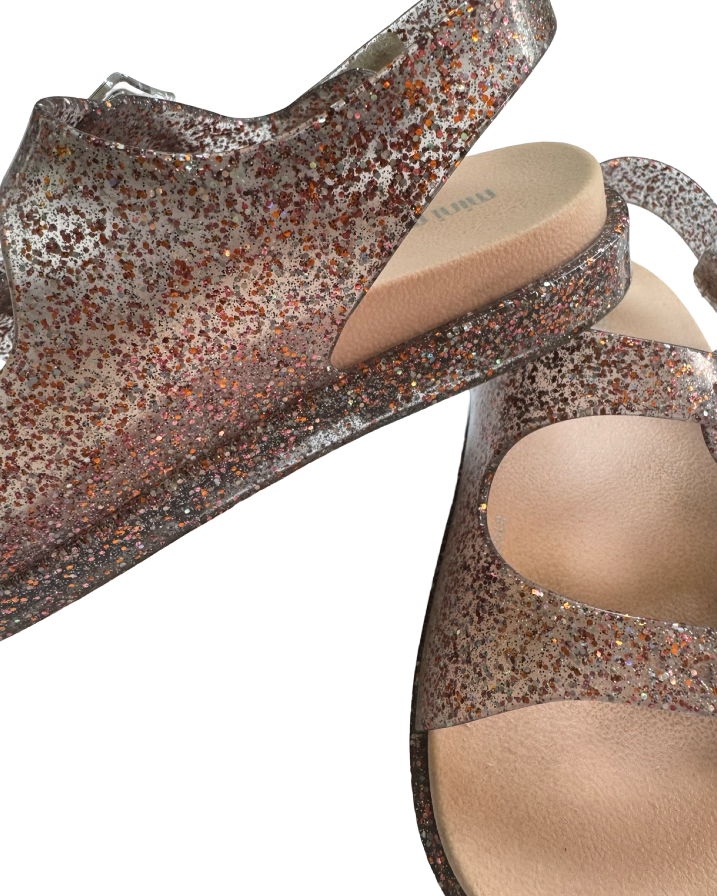 8C Mini Melissa Pink / Rose Gold Multi Glitter Sandals Size 8 / Euro 24