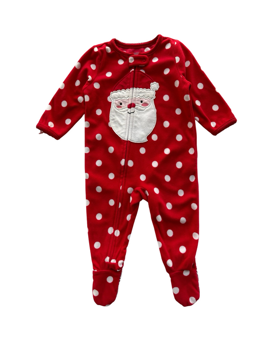 9M Baby Girls Carter’s Just One You Fleece Footed Pajama Christmas Santa🎅