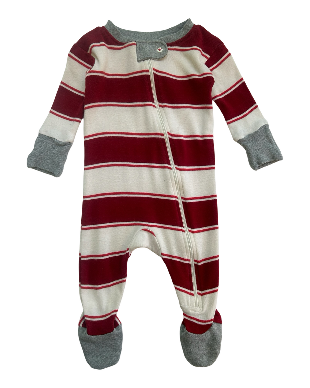 0-3M Baby Girls/Boys Burt’s Bees Baby  Striped Anti Slip Footie Pajama